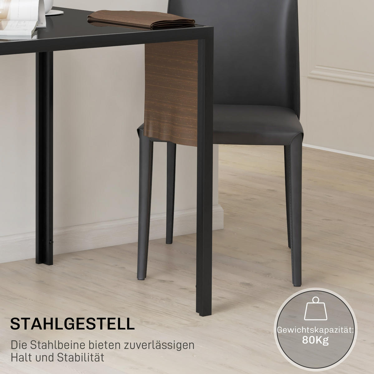 ESSTISCH Schwarz 75.0/75.0/75.0 - Schwarz, Metall (75/75/75cm)