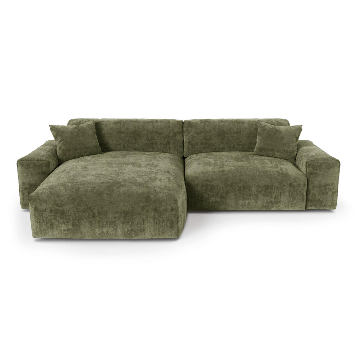ECKSOFA (links) CHEER Geprägter Samt Vintage-Grün 312cm - Dunkelgrün/Grün, Textil (312/167cm) - Premium Interiors