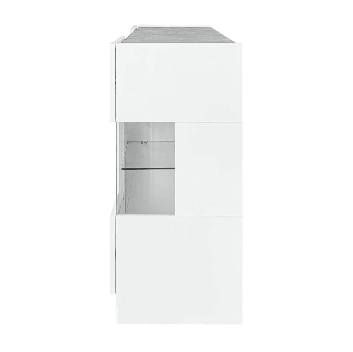 KOMMODE aus MDF, Glas & Spanplatte 140x35x75cm in Weiß mit LED - Weiß, Holzwerkstoff (140/75/35cm) - Modfu