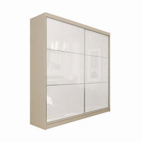 SCHWEBETÜRENSCHRANK Vena 200 cm 2-türig, kaschmir, lacobel weiß - Kaschmir/Weiß, Holz/Kunststoff (200/216/61cm) - Margaret Hadas24