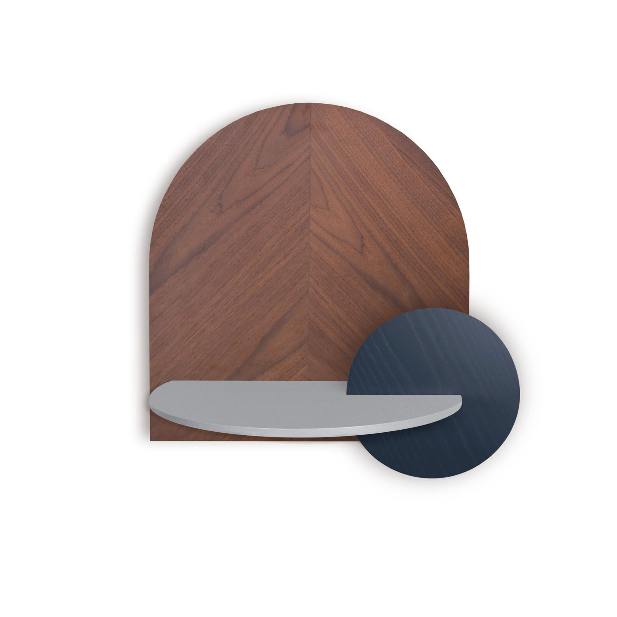 NACHTSTAND ALBA mit verstecktem Aufbewahrungshalbkreis - Blau/Walnussfarben, Holz (60/55/45cm) - Woodendot