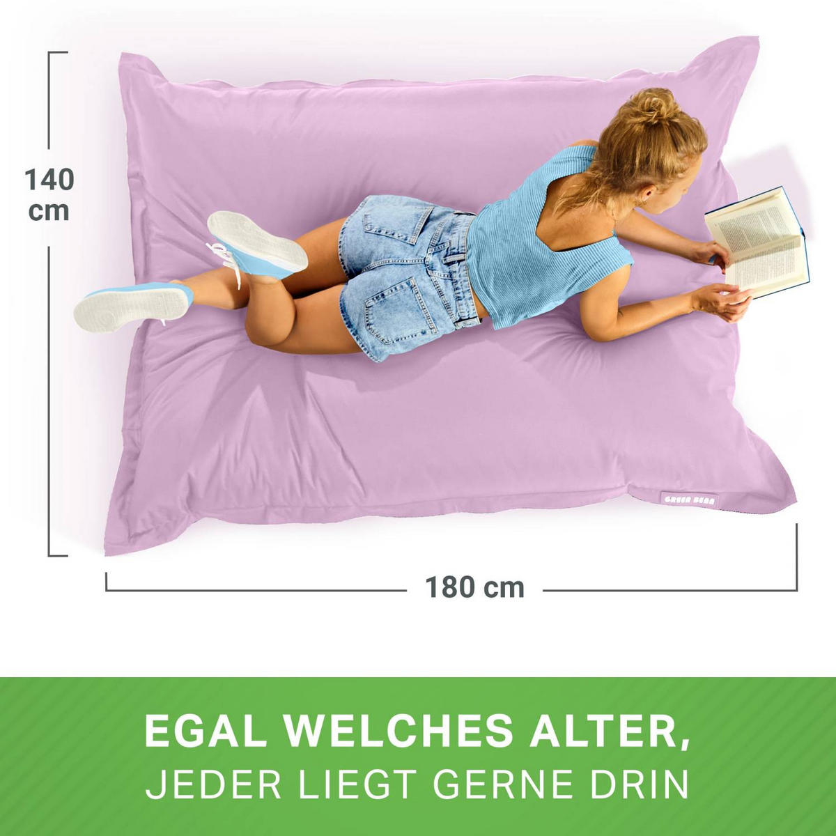 RIESEN-SITZSACK "Square" 140x180cm 380 L - Flieder, Textil (140/25/180cm) - Green Bean
