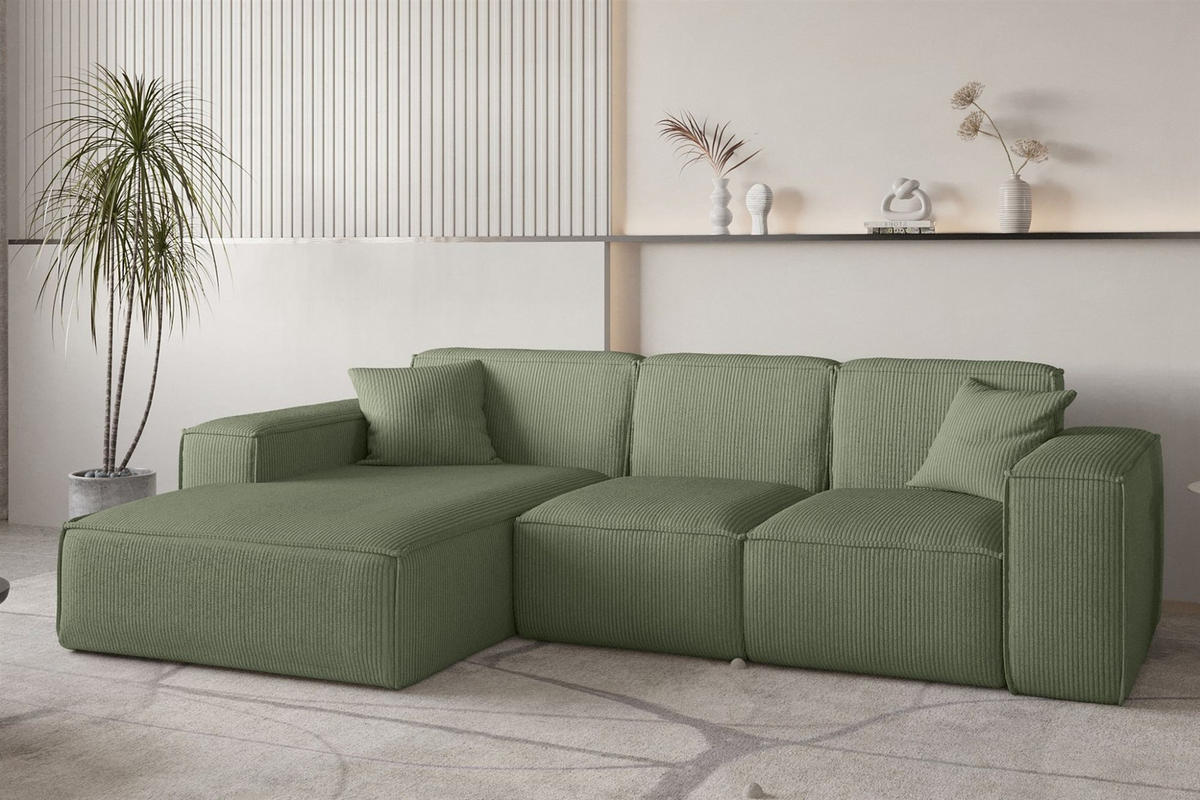 ECKSOFA Celes Premium Stoff Scala - Jadegrün, Holzwerkstoff/Textil (266/165cm) - Fun Möbel
