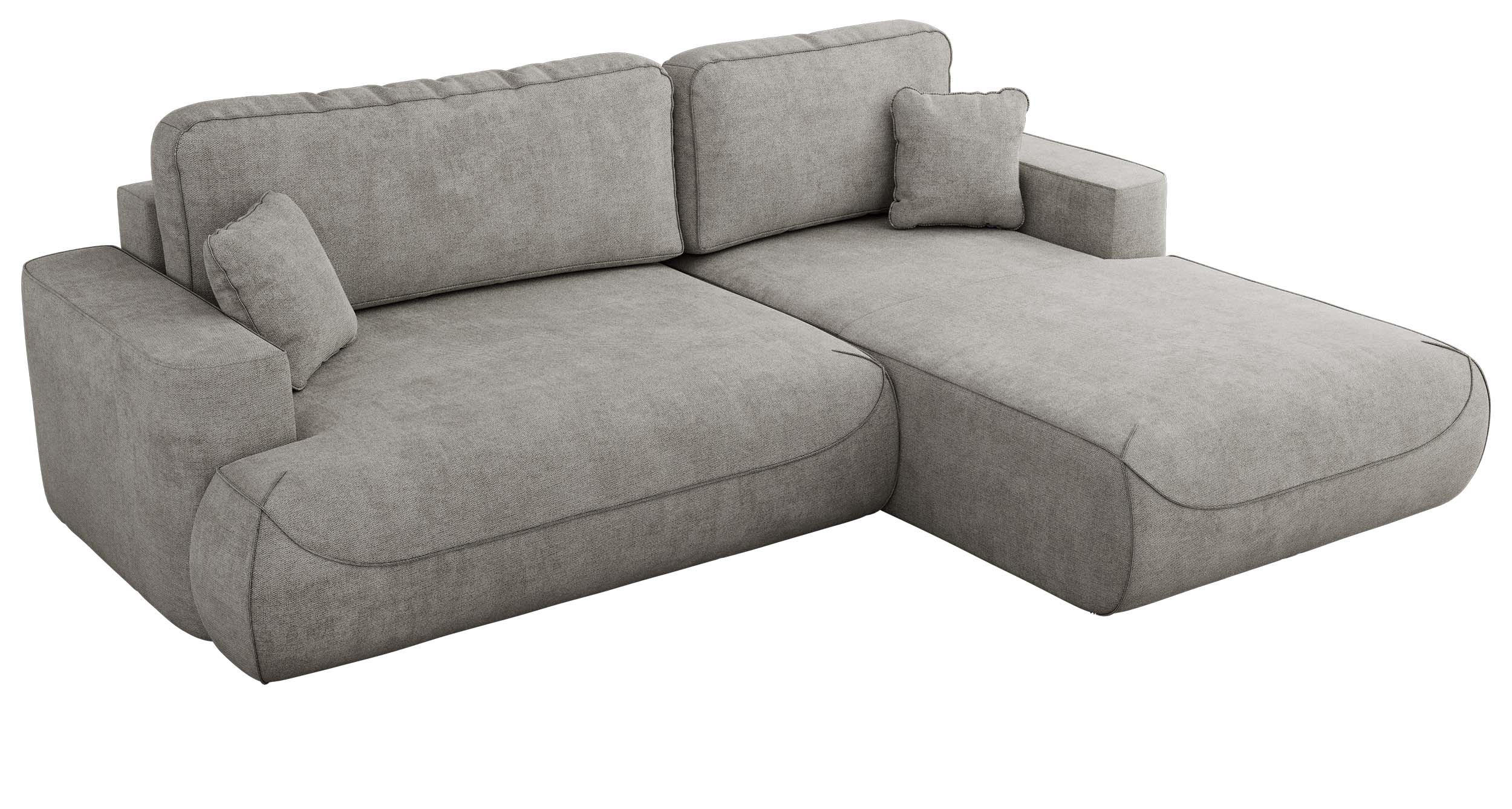 ECKSOFA OVO L Hellgrau Struktur - Rechts Seite - Hellgrau/Schwarz, Kunststoff/Textil (195/271cm) - MKS