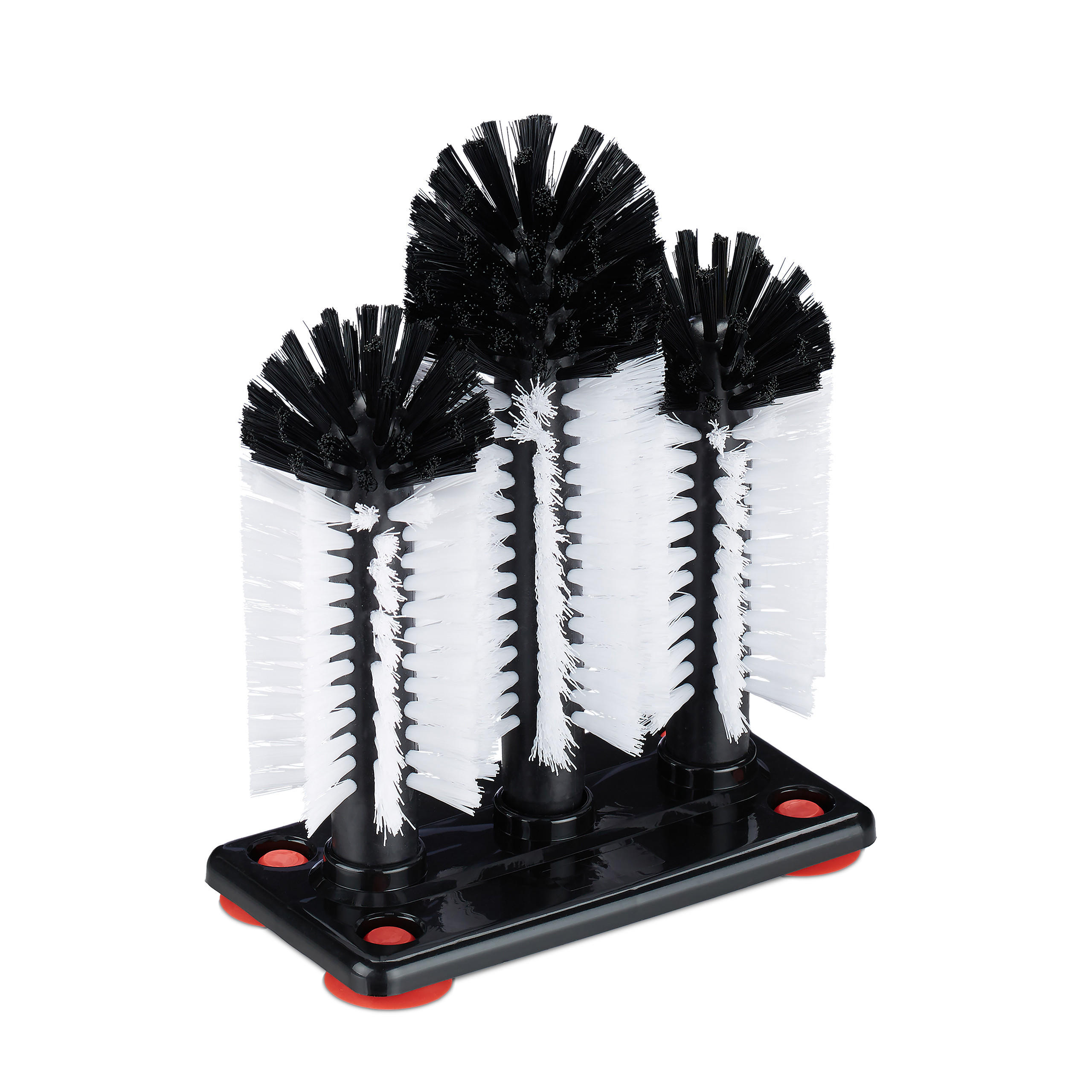PERIE Negru Alb pentru spălat pahare plastic 3-perii cu ventuze