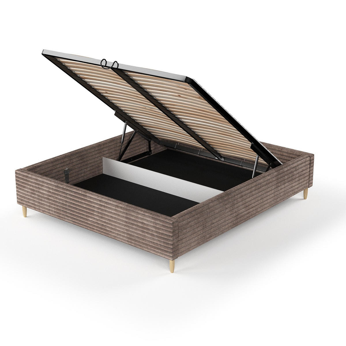 POLSTERBETT Larch Beige 180/200 cm im Samtstoff - Beige/Schwarz, Holz/Holzwerkstoff (180/200cm) - Maison de Reve