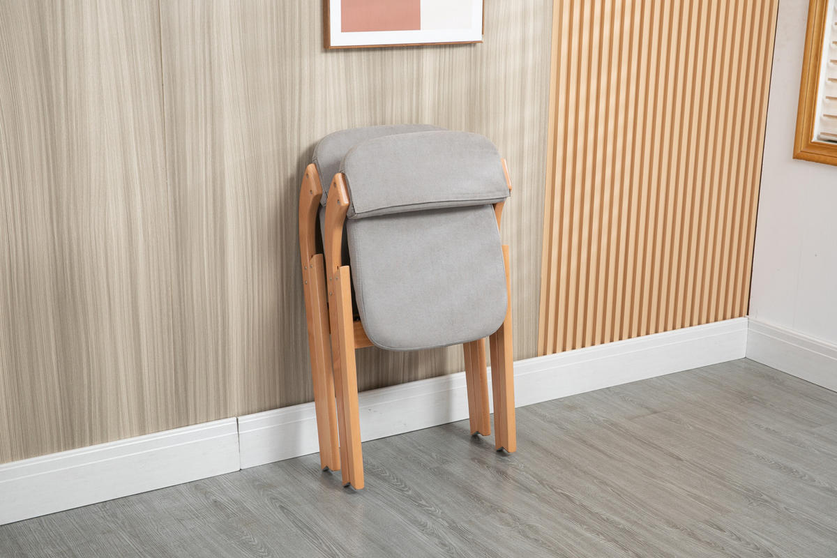 KLAPPSTUHL DE-36260 2er-Set mit gepolstertem Sitz Grau - Grau, Holz (54/60/79cm) - ComfortXL