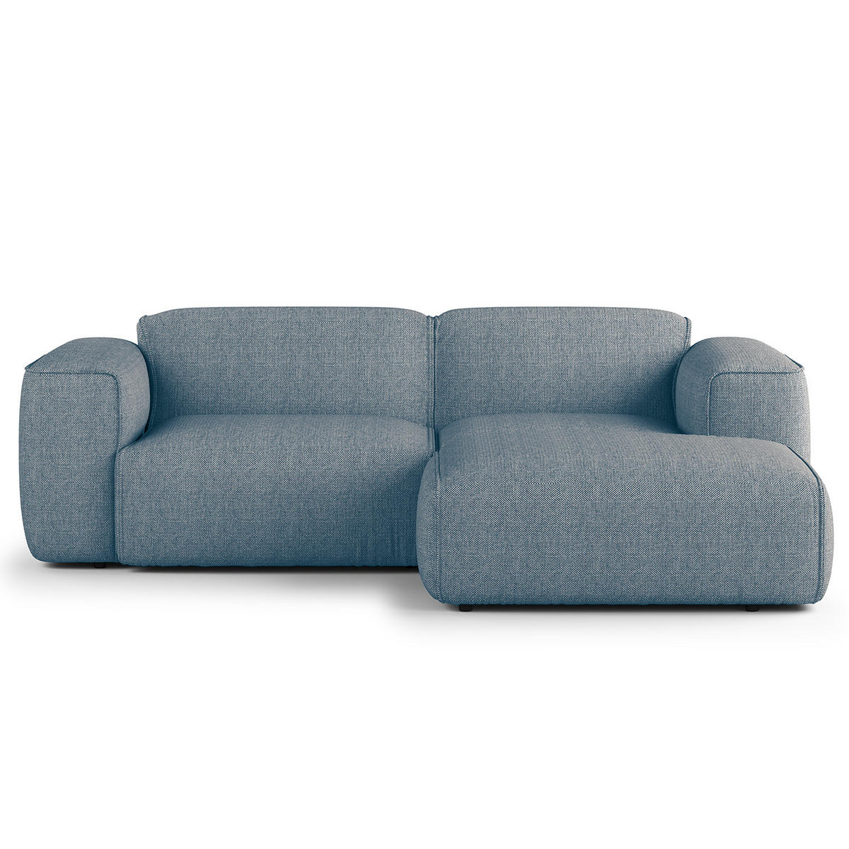 ECKSOFA mit XL-Longchair - Blaugrau/Schwarz, Kunststoff/Textil (260/171cm) - home24