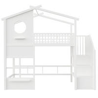HOCHBETT 90/200 cm mit LED und Stauraumtreppe, DE-41612, in Weiß - Weiß, Metall (90/200cm) - ComfortXL