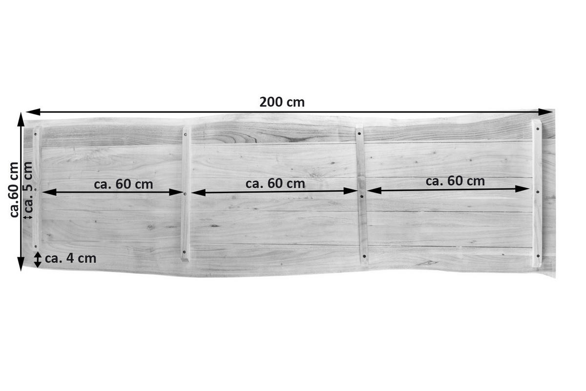 TISCHPLATTE CURT - Beige/Naturfarben, Akazienholz/Holz (60/200/3cm) - SAM