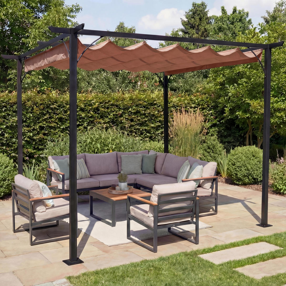 PERGOLA Taupe, Braun - Taupe/Braun, Metall (300/232/300cm) - MCW