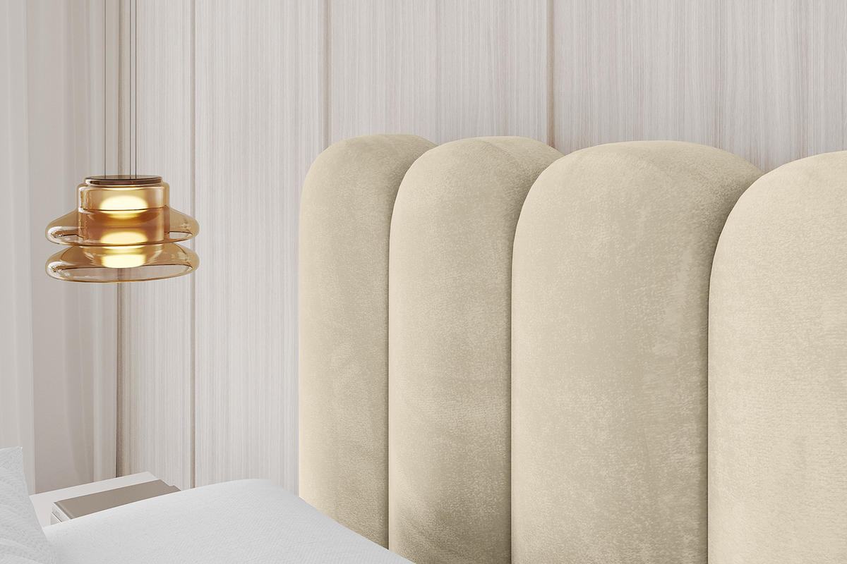 POLSTERBETT mit Bettkasten, Fußteil und Lattenrost, Boxbett ohne Matratze - SENA-Z 180x200 Beige - Ecru, Holzwerkstoff/Textil (180/200cm) - ALTDECOR