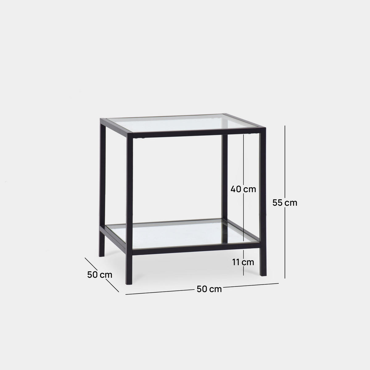 BEISTELLTISCH Crisal Durchsichtig 50 cm x 55 cm - Transparent, Glas (50/50/55cm) - Klast Home