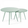 GARTEN-LOUNGETISCH 2-tlg., Salbeigrünen - Hellgrün, Metall (90/50/34cm) - Oviala