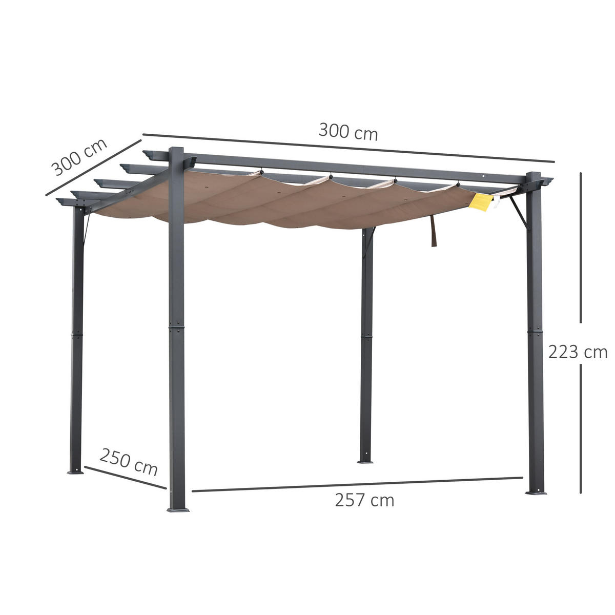 PERGOLA Alu Kohlegrau+Kaffeebraun - Dunkelbraun/Grau, Kunststoff/Metall (300/223/300cm) - Outsunny