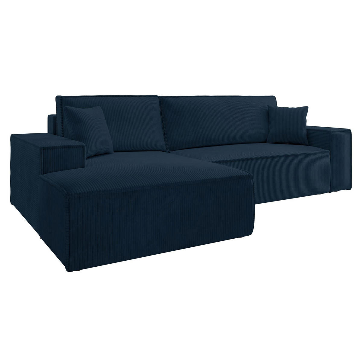 ECKSOFA Farese Dunkelblau mit Cordbezug, links - Schwarz/Dunkelblau, Kunststoff/Textil (267/167cm) - Selsey