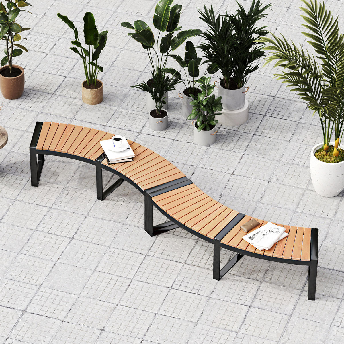 ZAHRADNÍ LAVICE nosnost 360kg dřevěná barva - přírodní, dřevo (146/45/58cm) - COSTWAY