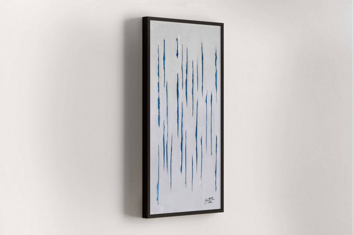 ACRYLBILD HANDGEMALT 60/120 cm - Blau/Weiß, Holz/Textil (1.6/120cm) - KUNSTLOFT
