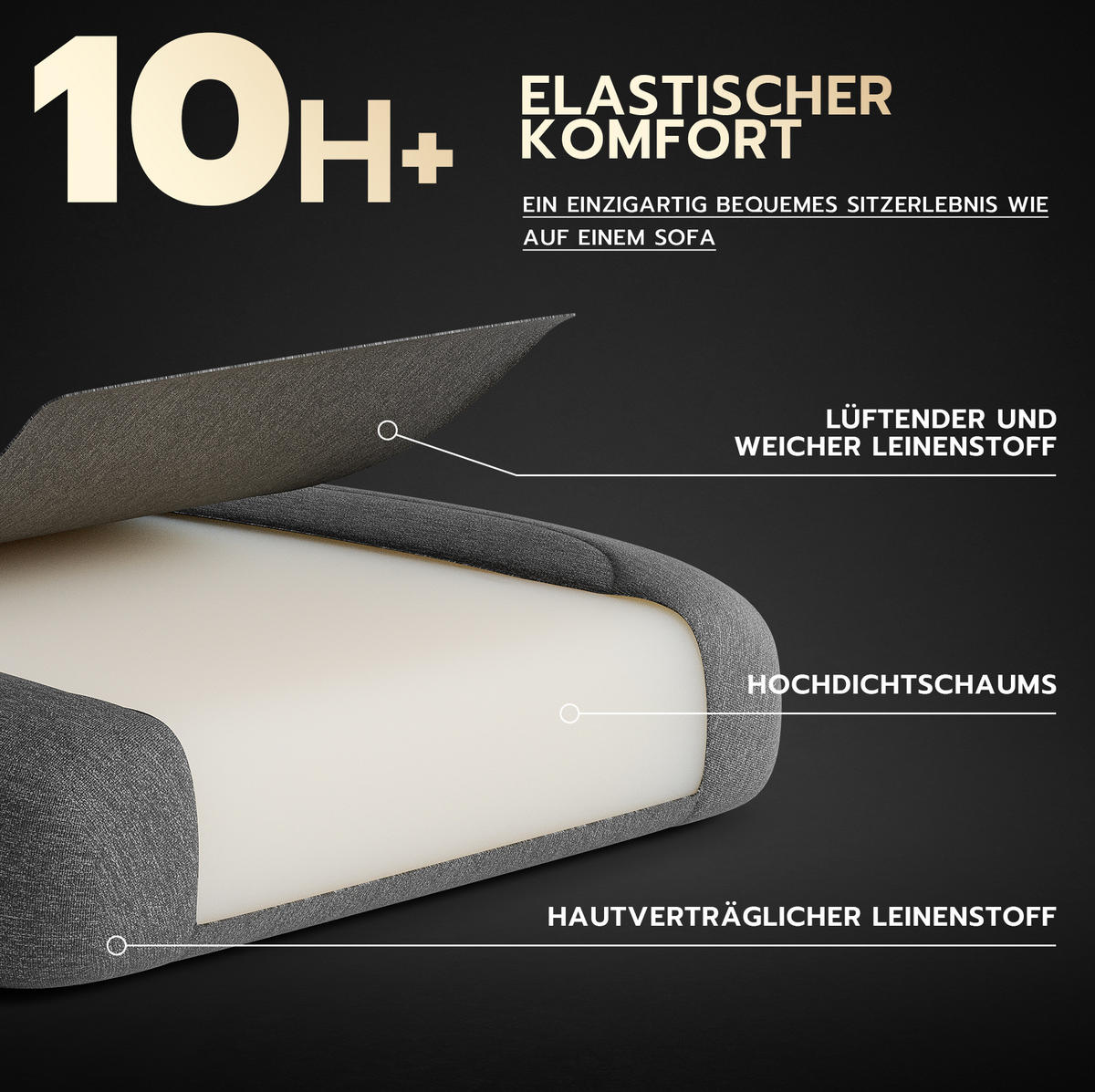 GAMING-STUHL ergonomisch Stoff Dunkelgrau mit Fußstütze - Dunkelgrau, Kunststoff (63/120.5/58.5cm) - Meubliv