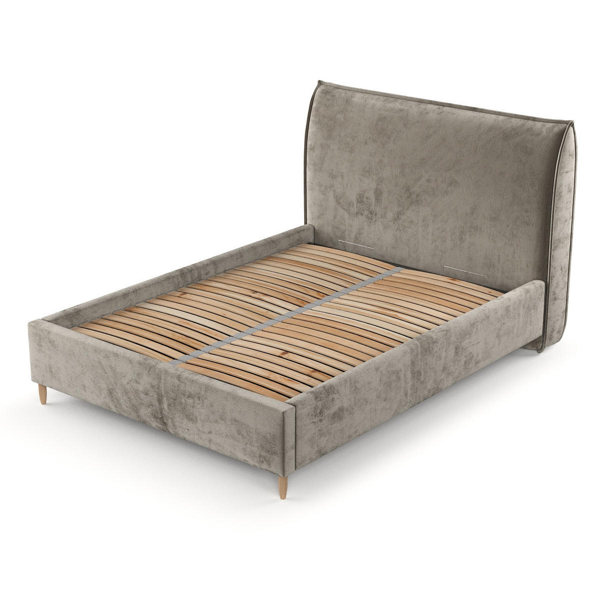 POLSTERBETT Mira 120/200 cm Beige im Lotta Stoff - Beige/Naturfarben, Holz/Holzwerkstoff (120/200cm) - AltaBeds