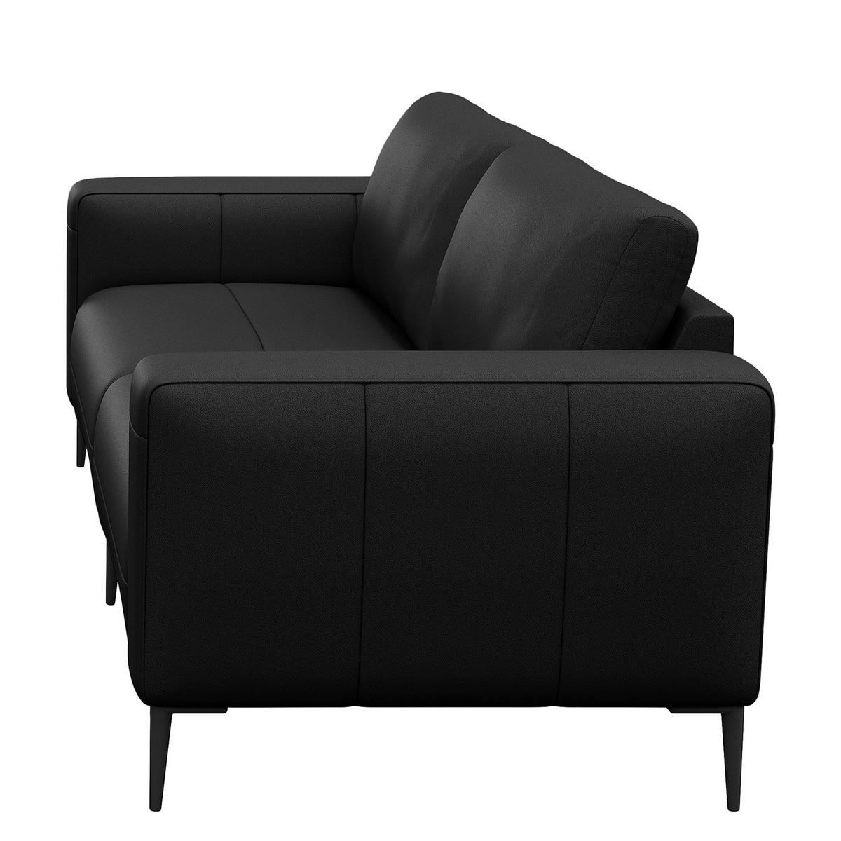 3-SITZER SOFA - Schwarz, Leder/Metall (225/77/88cm) - home24