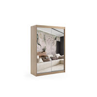 KLEIDERSCHRANK mit Spiegel-Schiebetüren und Aluminium-Leisten - DEBI - 120 cm Sonoma - Sonoma Eiche, Holzwerkstoff (120/216/61cm) - ALTDECOR