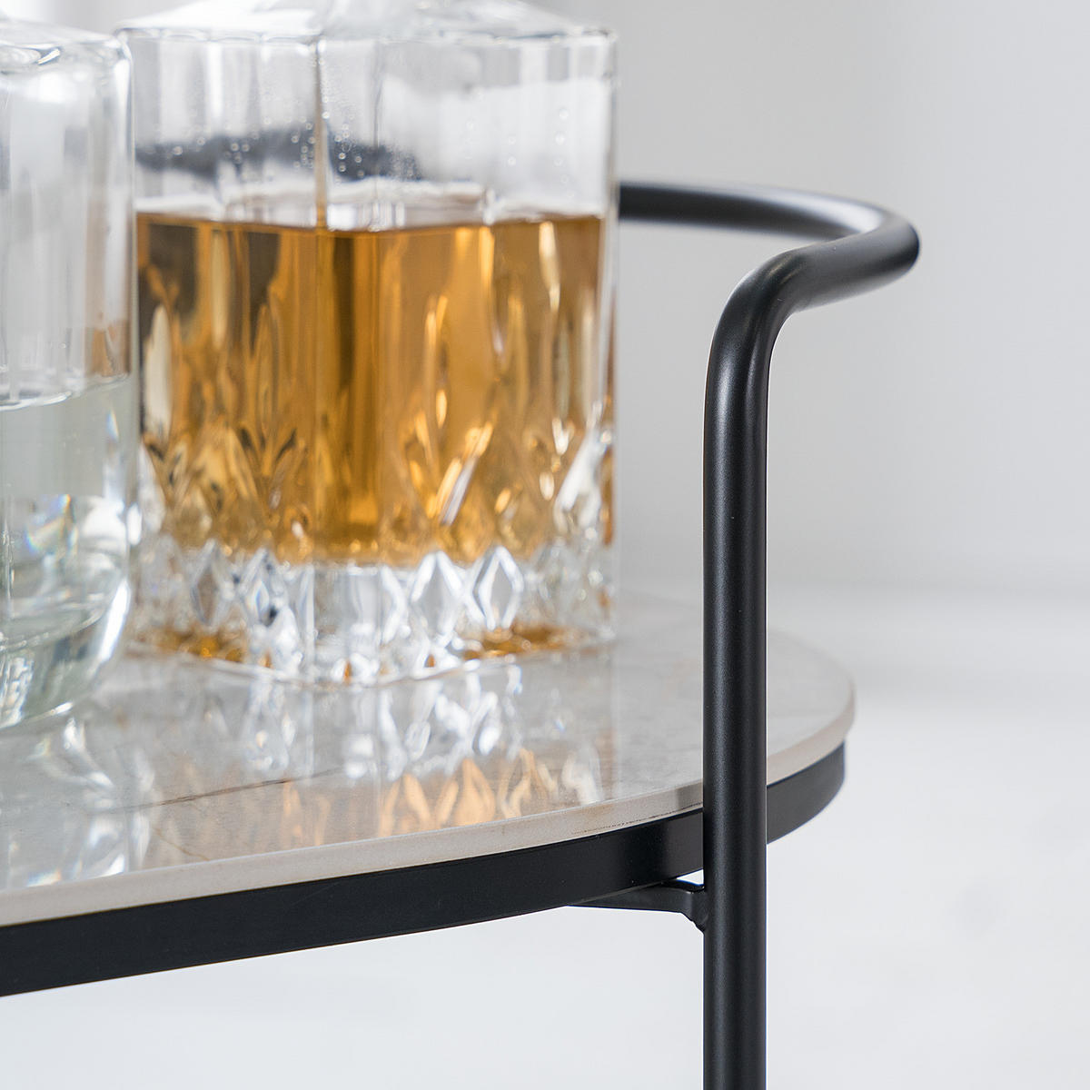 SERVIERWAGEN - Keramik / Metall - Schwarz/Weiß, Keramik (68/63/37cm) - home24