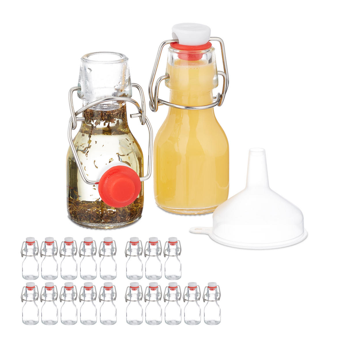 FLASCHEN Set - Transparent, Glas/Kunststoff (5/11.5/4.5cm) - Relaxdays