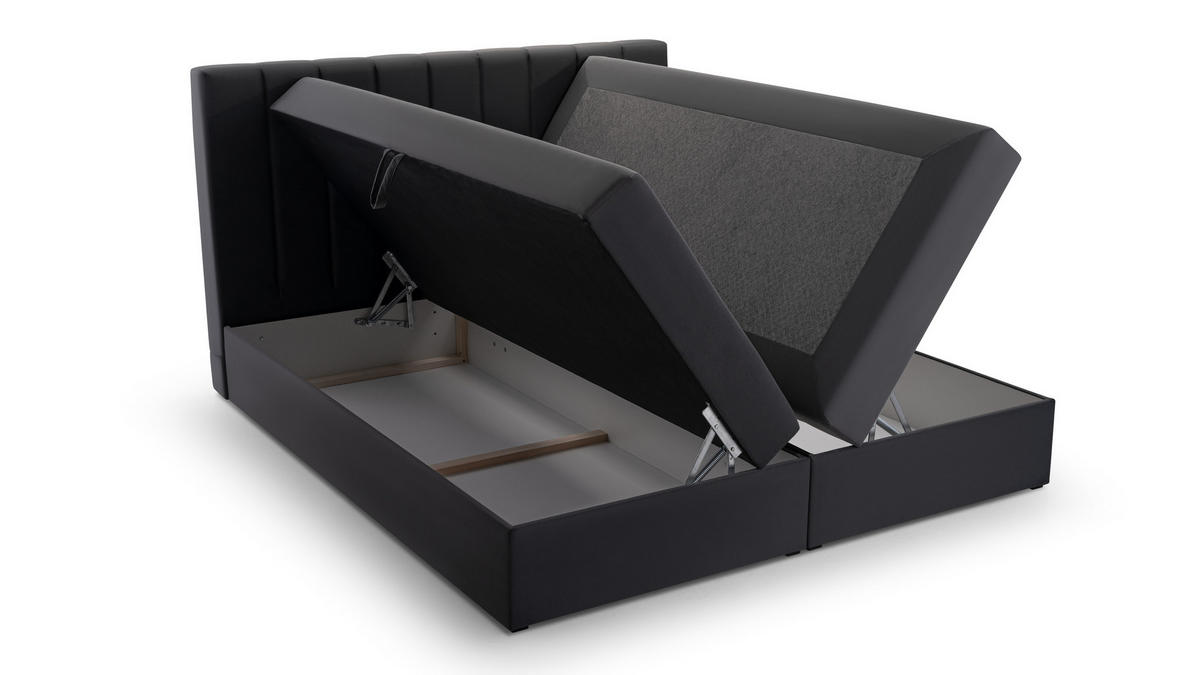 BETT - Boxspringbett 180x200 - 01 Trinity 15 - Graphit - Grau, Holzwerkstoff/Textil (180/200cm) - Möblo