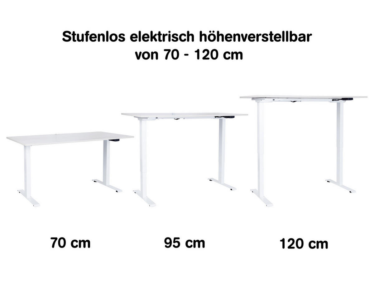 SCHREIBTISCH Mathea elektrisch höhenverstellbar - Eichefarben/Weiß, Holzwerkstoff/Metall (70/140/120cm) - arthur berndt