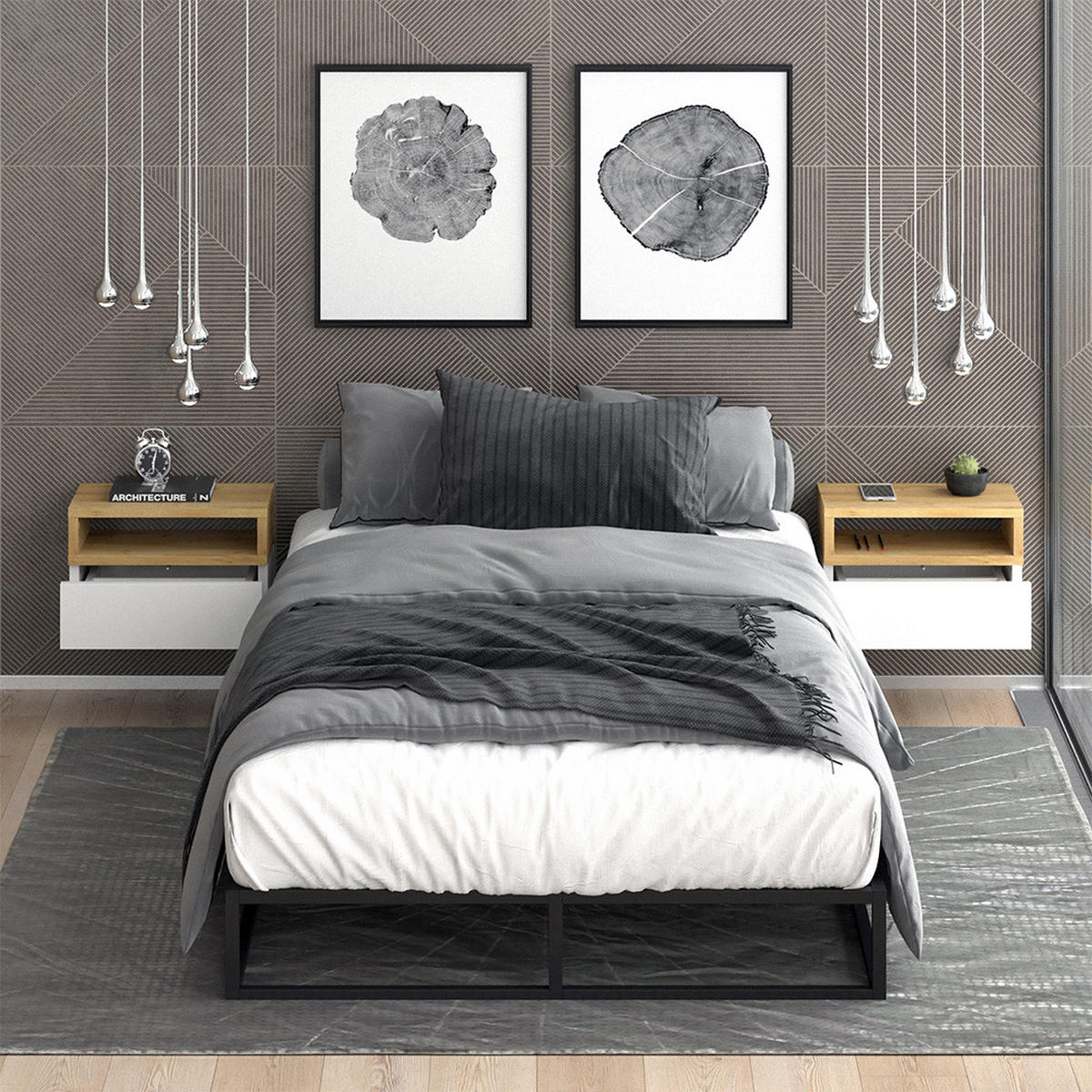 NACHTTISCH Urbano Braun 45 x 28 cm - Braun/Weiß, Holzwerkstoff (45/28/25.3cm) - Vicco