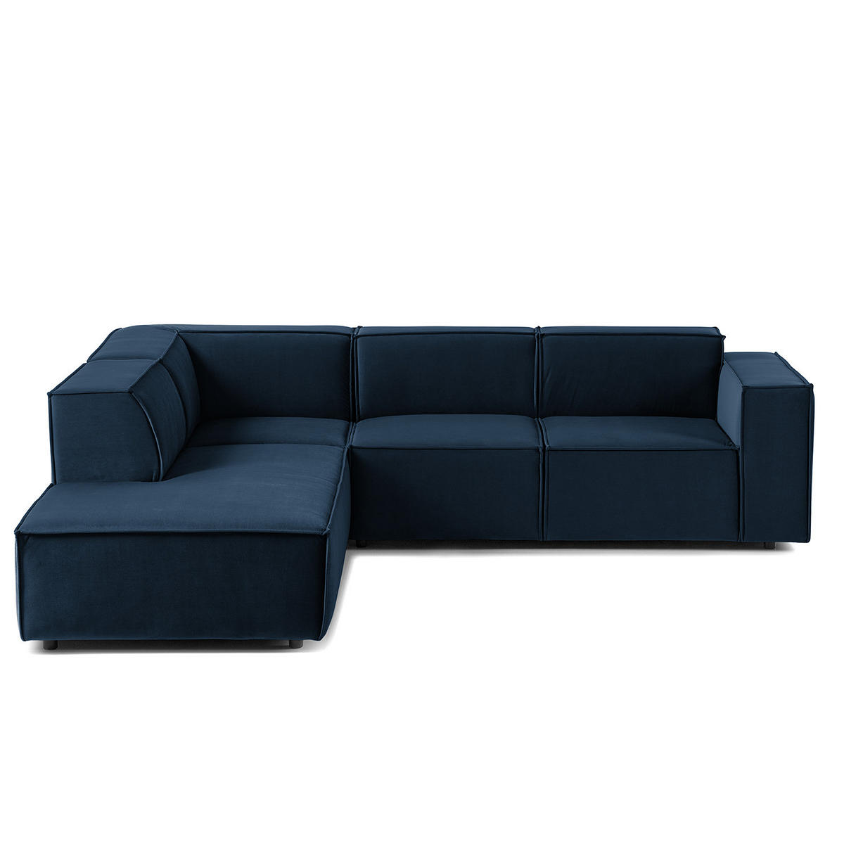 ECKSOFA mit Ottomane - Schwarz/Dunkelblau, Kunststoff/Textil (260/234cm) - home24