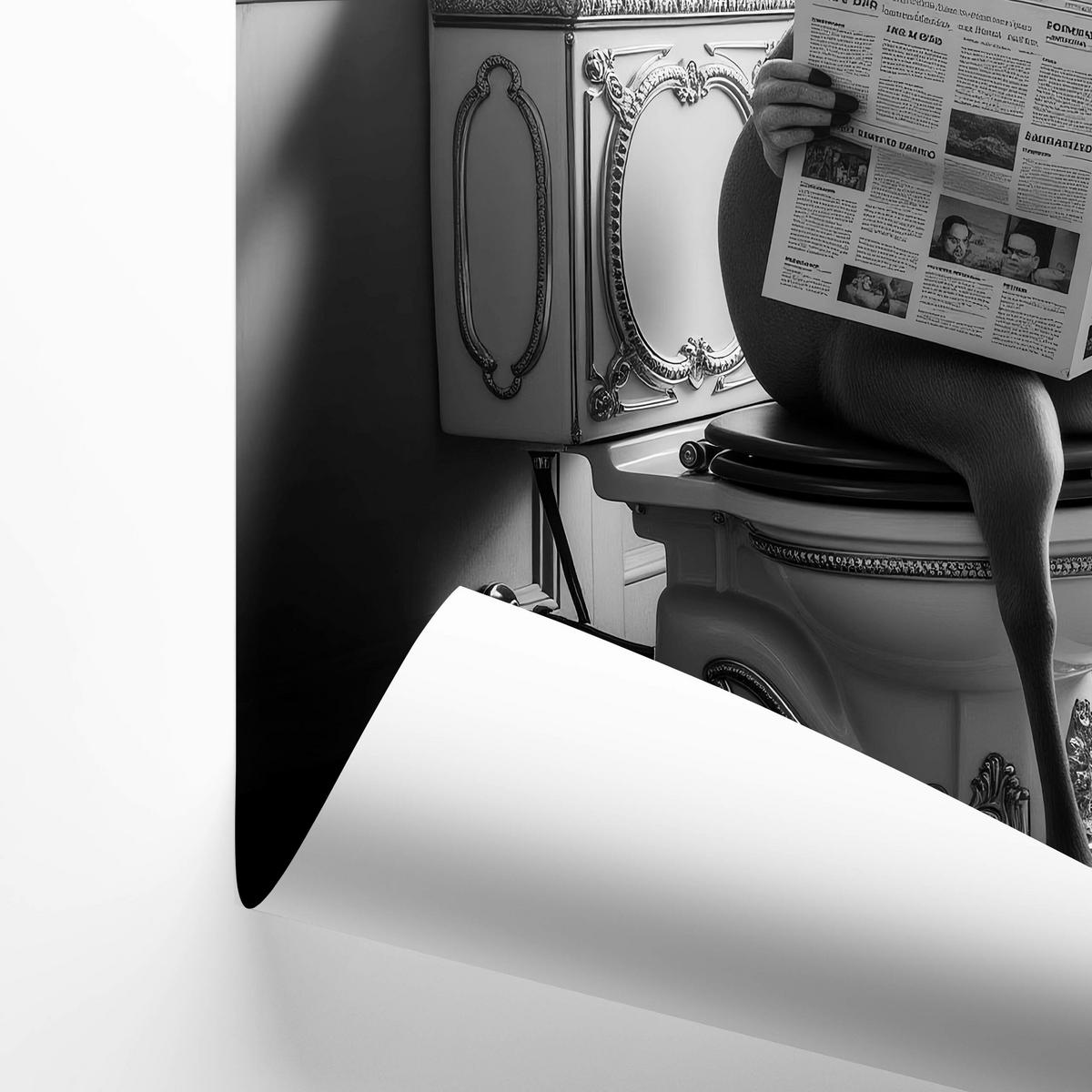 POSTER für Badezimmer WC HIRSCH in der Toilette Schwarz-Weiß Abstraktion 30x40cm - Schwarz/Weiß, Papier (30/40/1cm) - Muralo