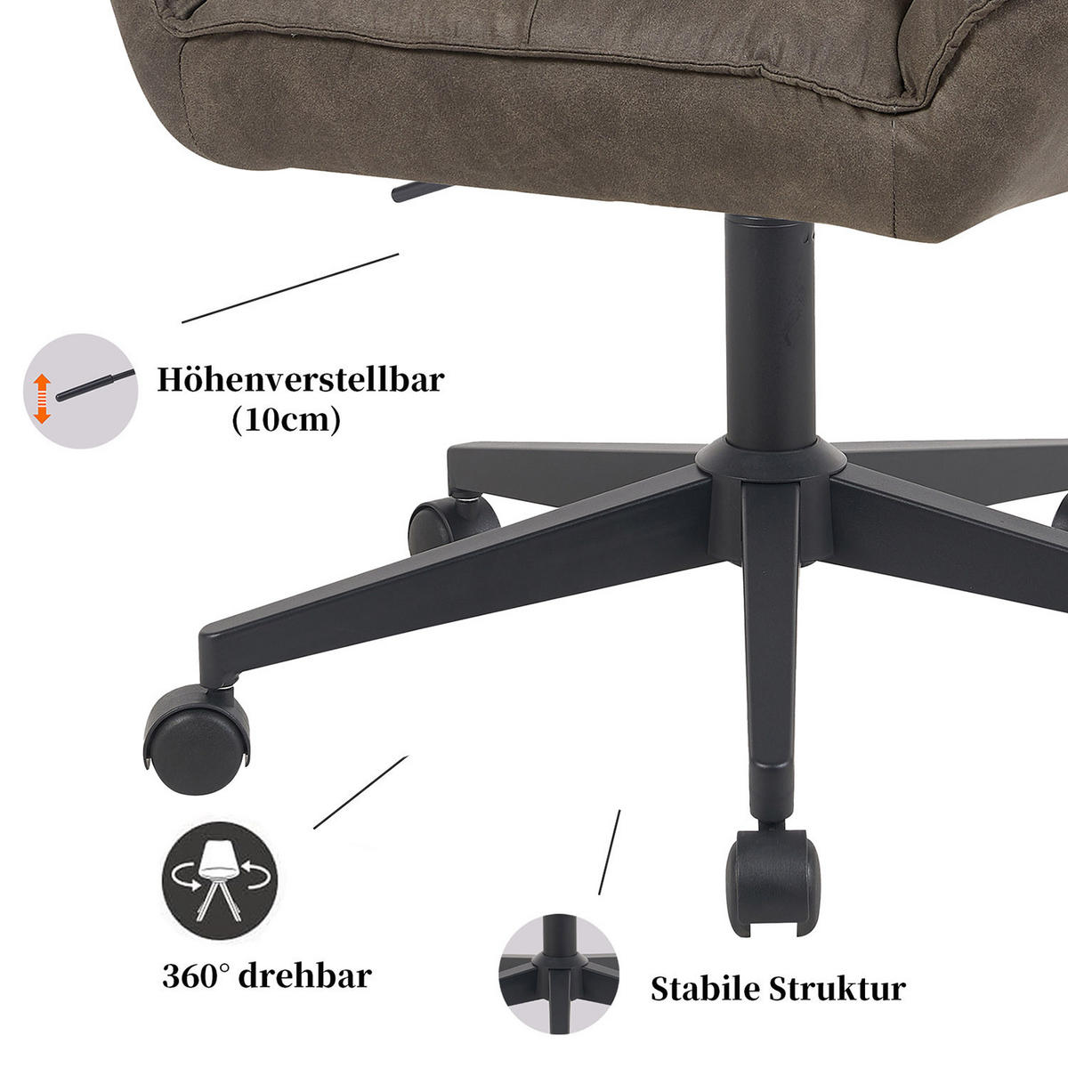 BÜROSTUHL Mika-Jette 2er-Set - Taupe/Schwarz, Textil/Metall (60/85/68cm) - DUBI Möbel