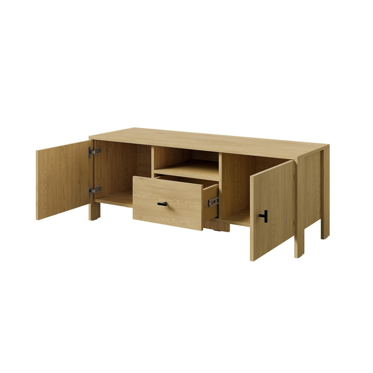 TV-SCHRANK stehend Ethan 2D1S 120 Eiche Cremona - Eichefarben/Schwarz, Holzwerkstoff/Metall (124/46/40cm) - mzm24