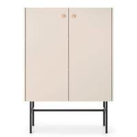 HIGHBOARD Divenos Greige 93 cm - Taupe/Goldfarben, Holzwerkstoff/Metall (93.2/131.7/39cm) - Selsey