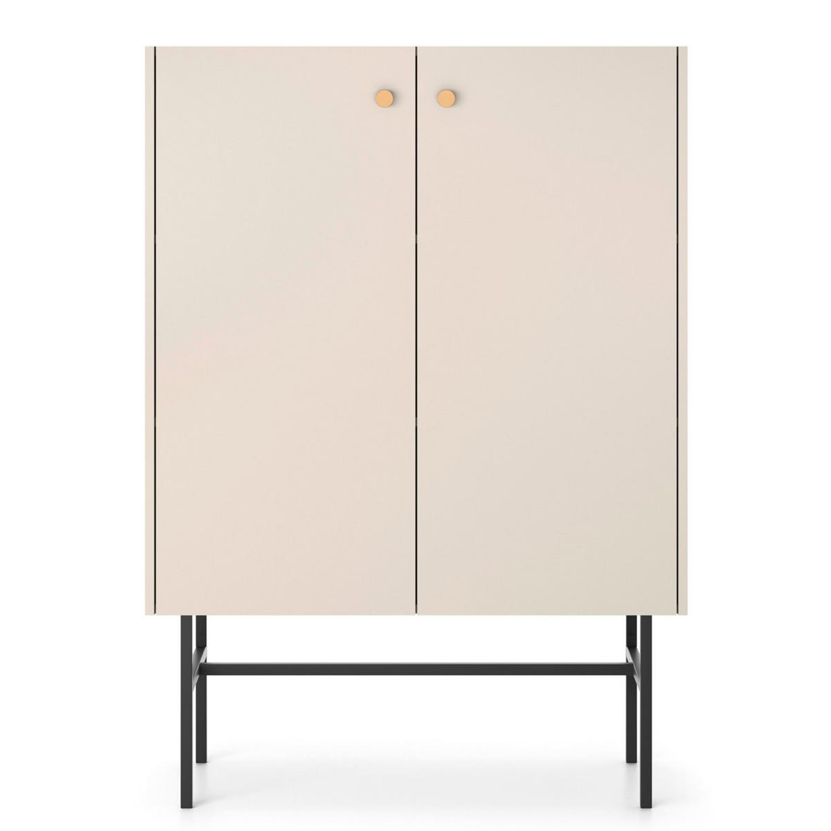 HIGHBOARD Divenos Greige 93 cm - Taupe/Goldfarben, Holzwerkstoff/Metall (93.2/131.7/39cm) - Selsey