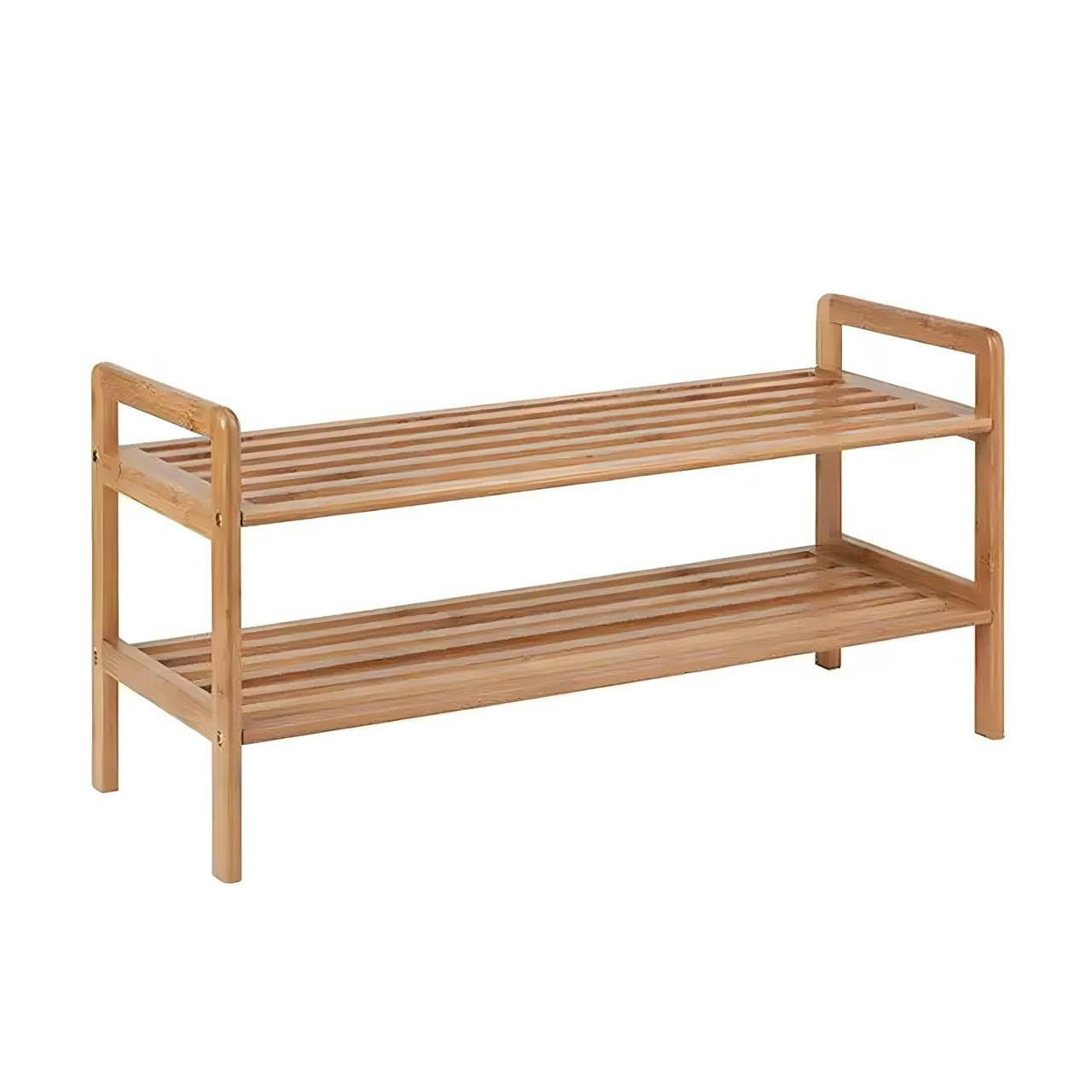 SCHUHREGAL Bambus Naturfarben 2 Ebenen - Hellbraun/Braun, Holz (70/40/26cm) - Begryf