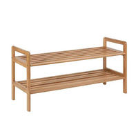 SCHUHREGAL Bambus Naturfarben 2 Ebenen - Hellbraun/Braun, Holz (70/40/26cm) - Begryf