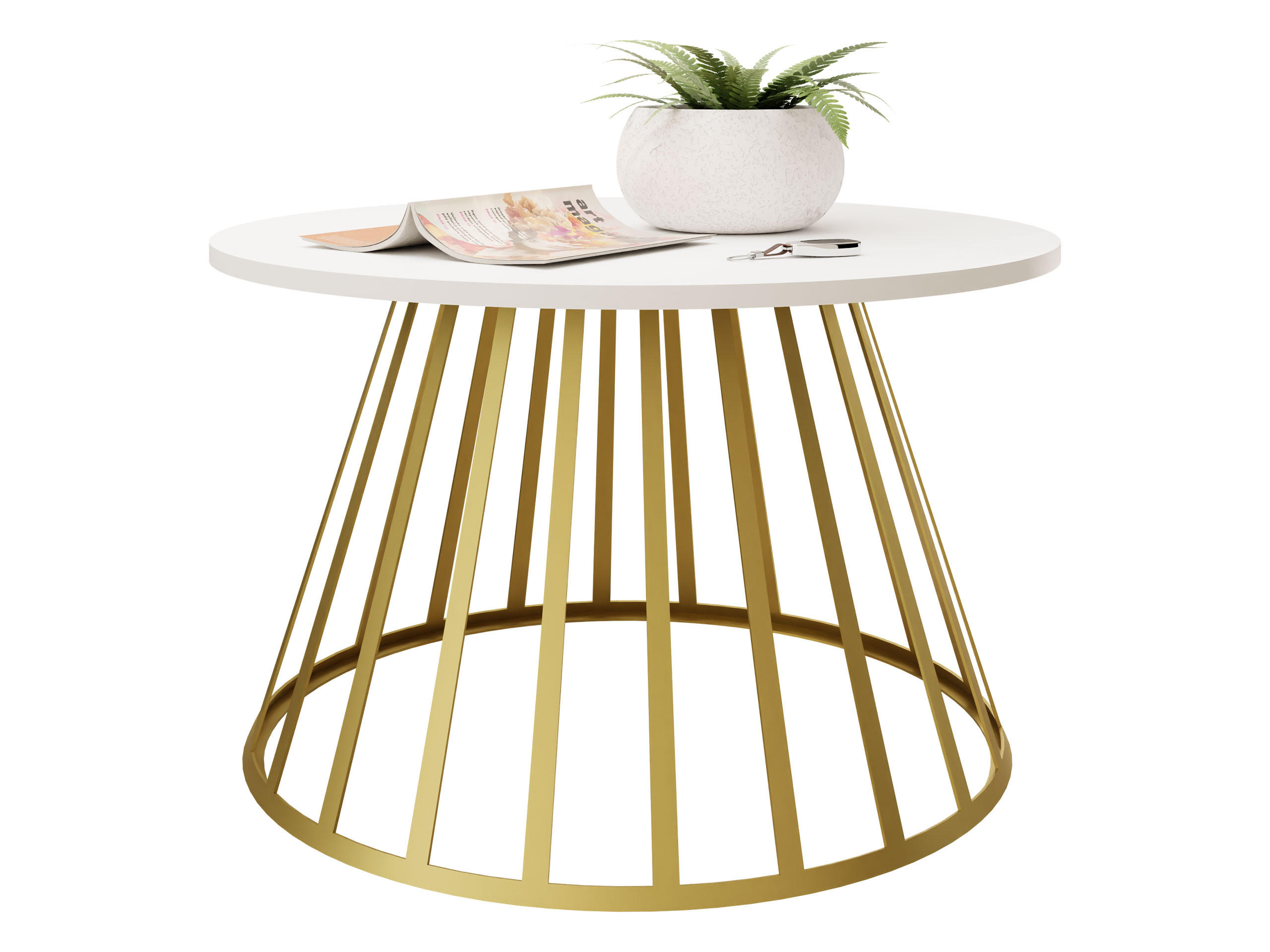 COUCHTISCH Mokod - Goldfarben/Weiß, Holzwerkstoff/Metall (75/75/45cm) - MIRJAN24