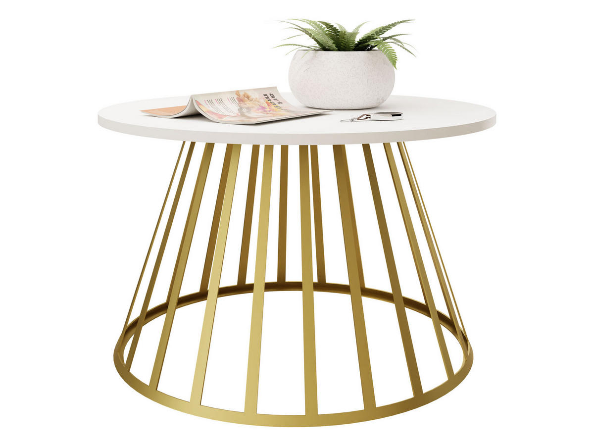 COUCHTISCH Mokod - Goldfarben/Weiß, Holzwerkstoff/Metall (75/75/45cm) - MIRJAN24