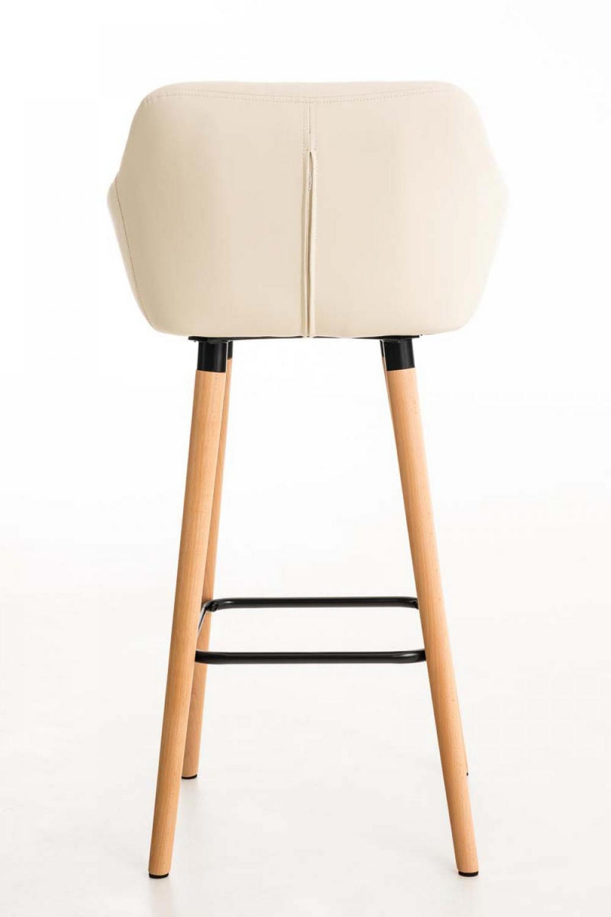 BARHOCKER Lederlook Creme - Eukalyptusholzfarben/Creme, Holz/Textil (55/99/46cm) - CLP