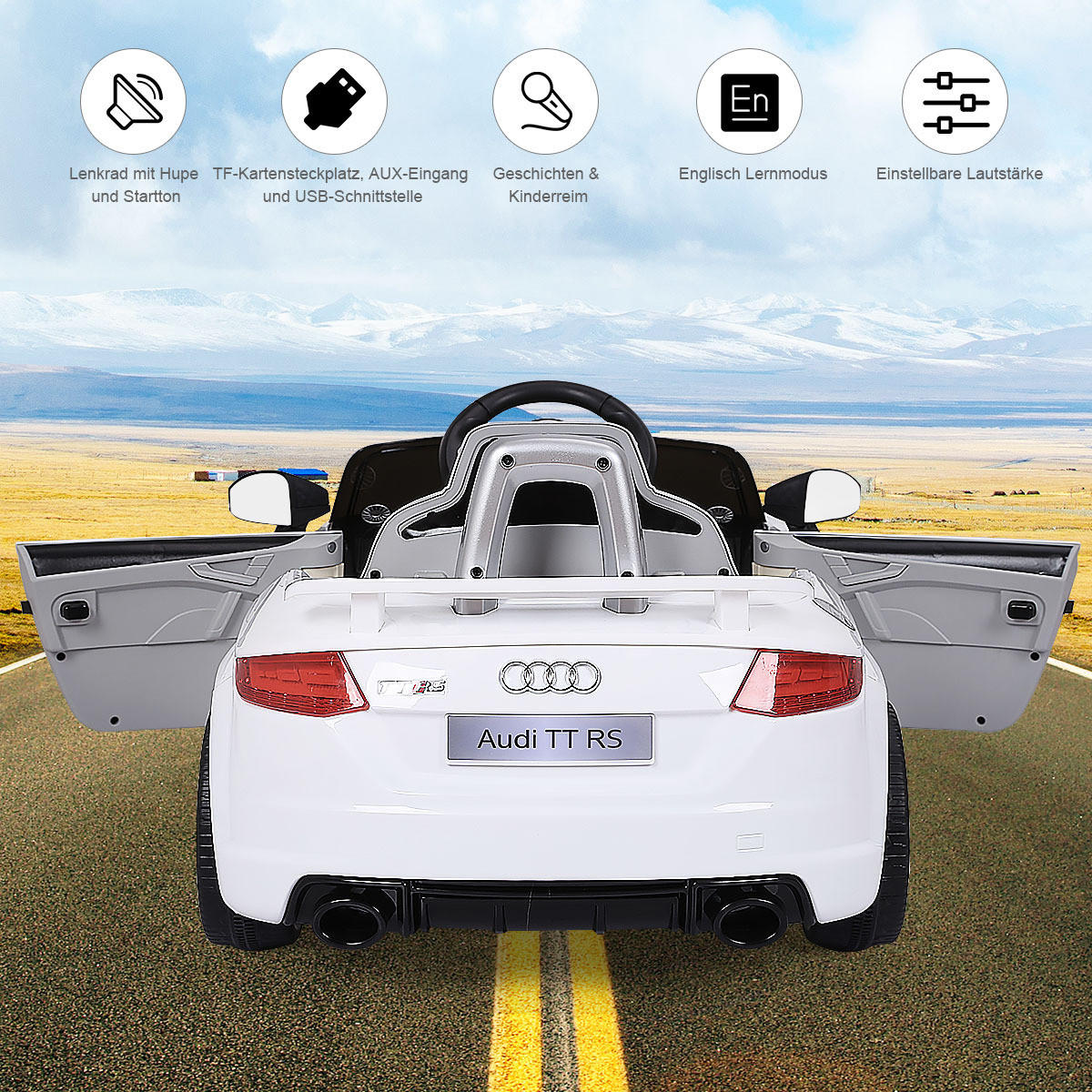 KINDERAUTO Audi 12V Weiß - Weiß, Kunststoff (63.5/45.5/104cm) - COSTWAY