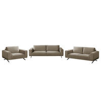 POLSTERGARNITUR (3-2-1) - Samt - Hellbraun, Textil (1/1/1cm) - home24