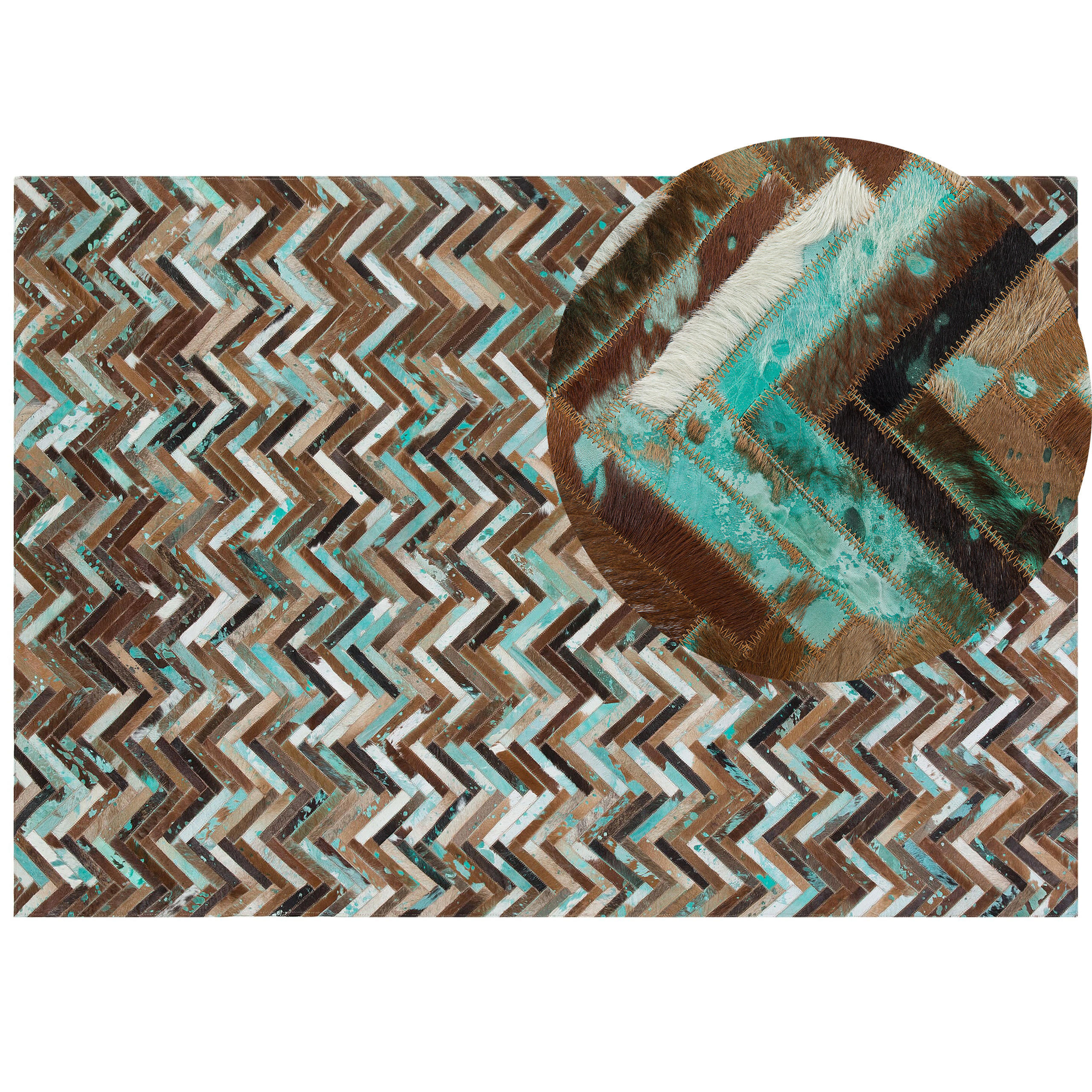 KURZFLOR-TEPPICH Amasya 230/160 cm - Multicolor, Fell (160/230cm) - Beliani