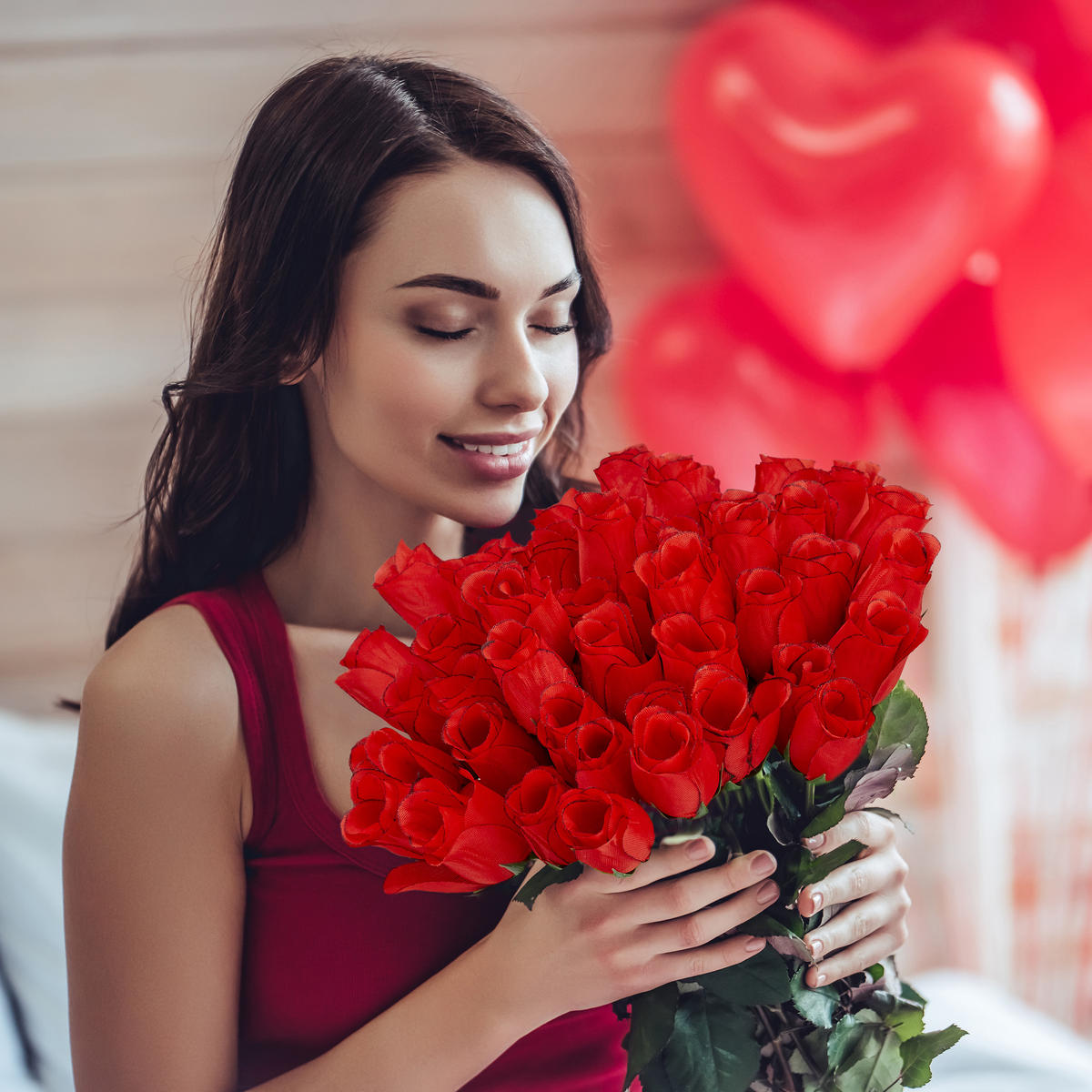 48XKUNSTROSEN - Multicolor, Textil (26cm) - Relaxdays