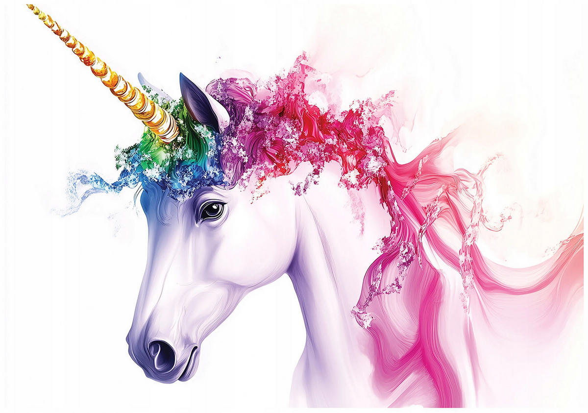 FOTOTAPETE Kinderzimmer Mädchen Einhorn Tapete Kinder 350x250 - Multicolor, Papier (350/250cm) - Wallarena