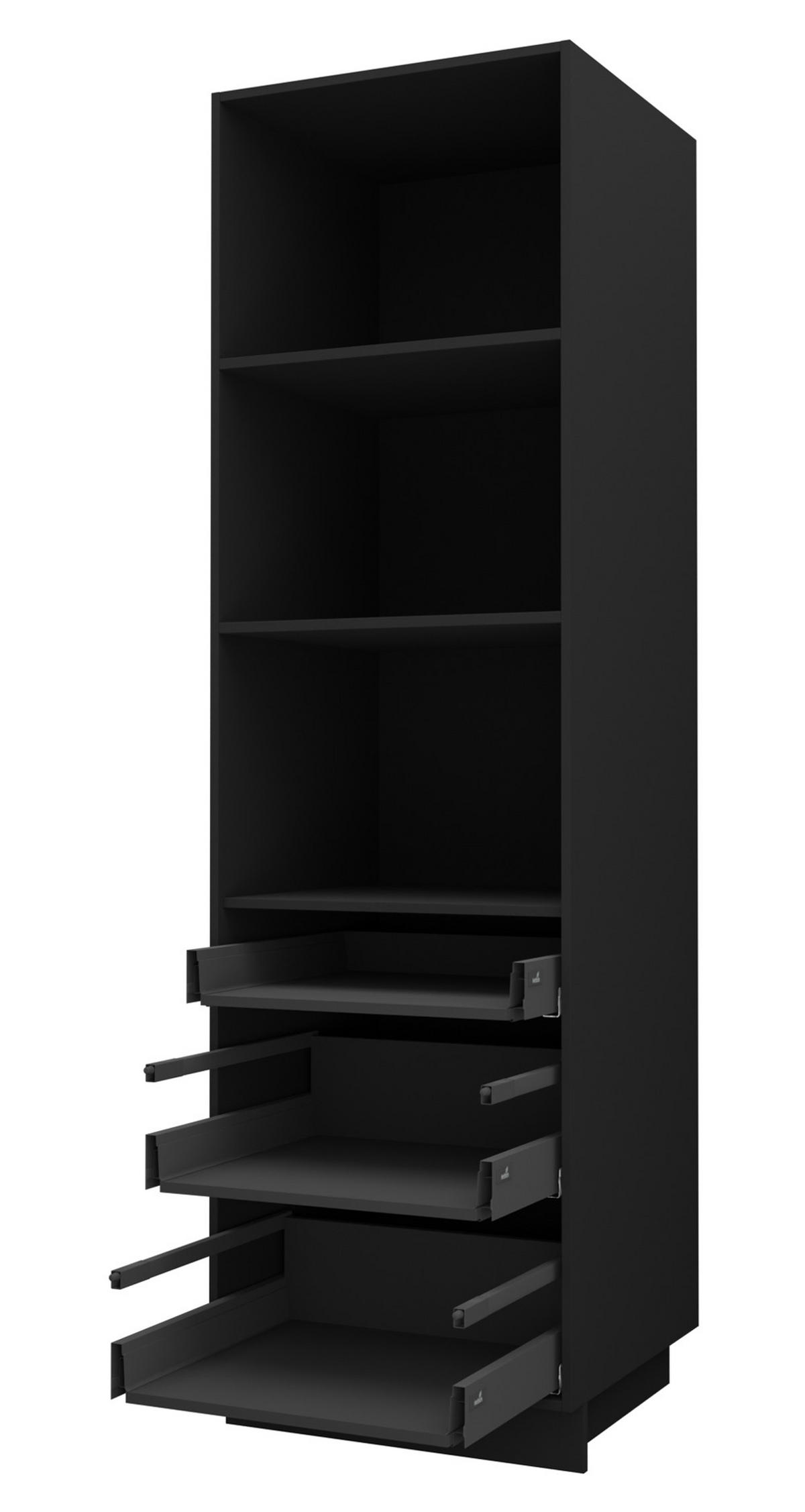 BACKOFEN-HOCHSCHRANK Kvantum D14/RU/3A Weiß Matt / Schwarz Matt 60 / 59 / 207cm - Schwarz/Weiß, Holz/Holzwerkstoff (60/207/59cm) - Feldmann-Wohnen