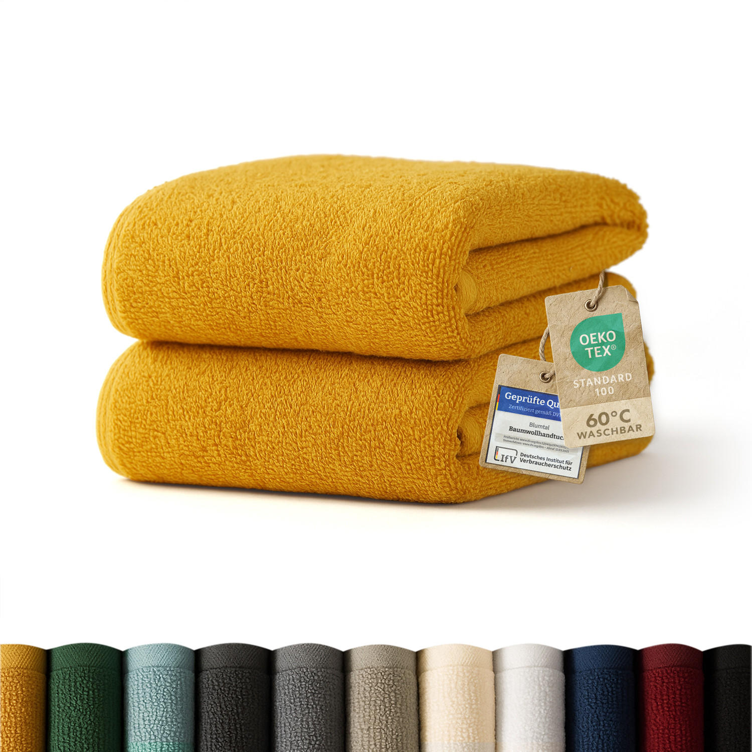 HANDTUCH 2er-Set, 2x Handtuch 50/100 cm, Gelb - Gelb, Textil (50/100cm) - Blumtal