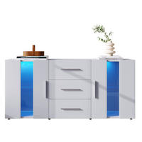 SIDEBOARD 140/35/70 cm in Weiß mit LED-Beleuchtung und 3 Schubladen - Weiß, Holzwerkstoff (140/70/35cm) - Flora Grace
